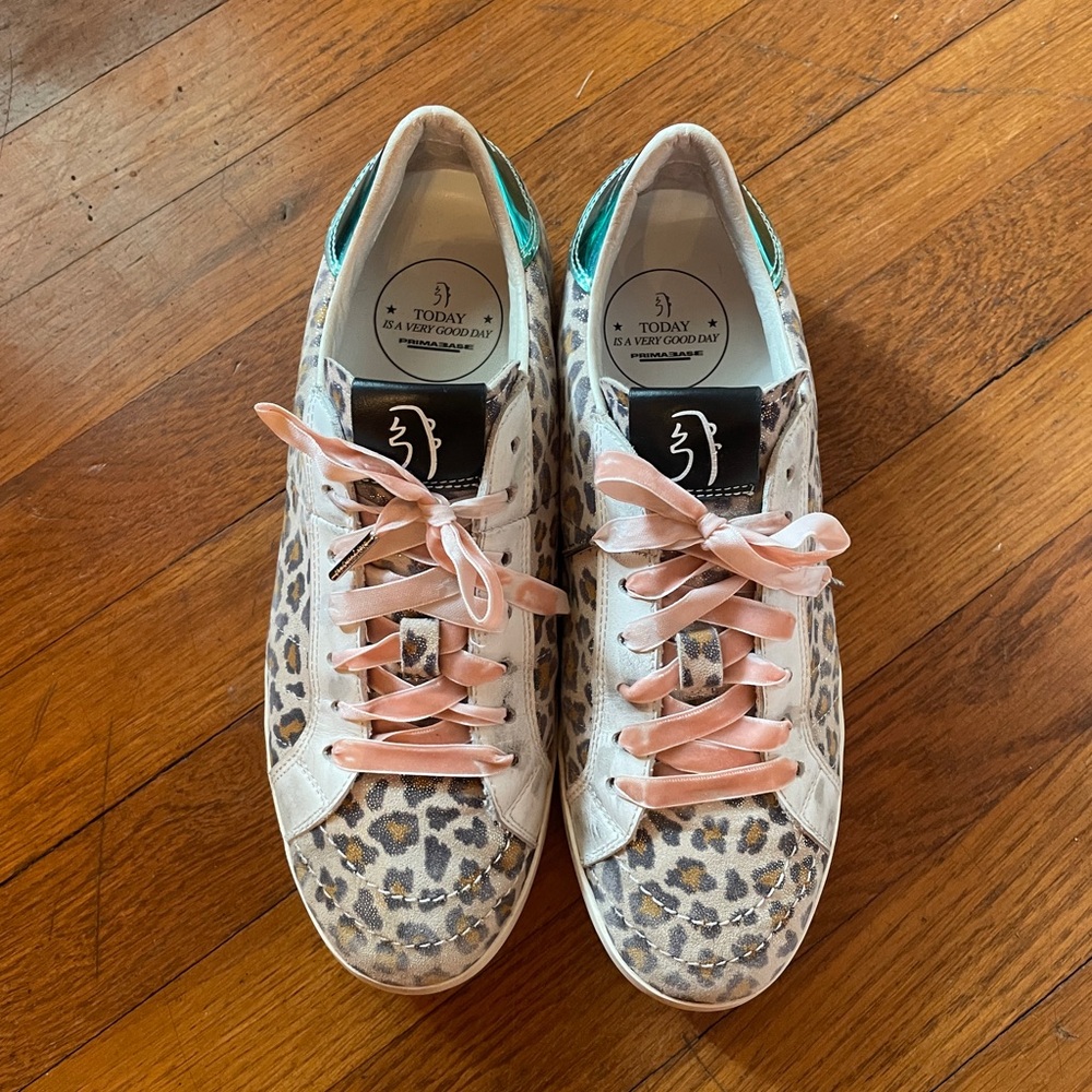 Primabase Italian Animal Print Velvet Metallic Leather Sneakers- 39 (US 8) 🧡🎀